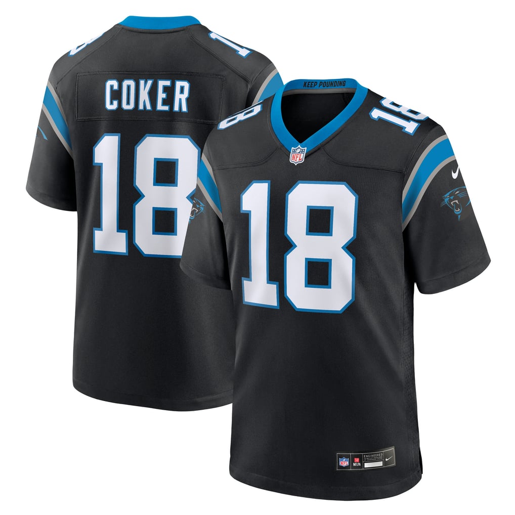 Men's Carolina Panthers Jalen Coker Nike Black Team Game Jersey - Image 1