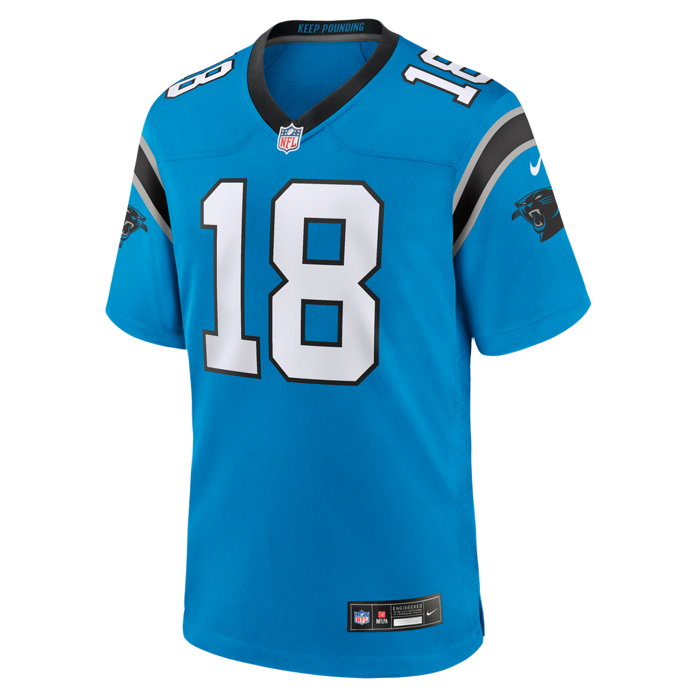 Men's Carolina Panthers Jalen Coker Nike Blue Alternate Game Jersey - Image 3