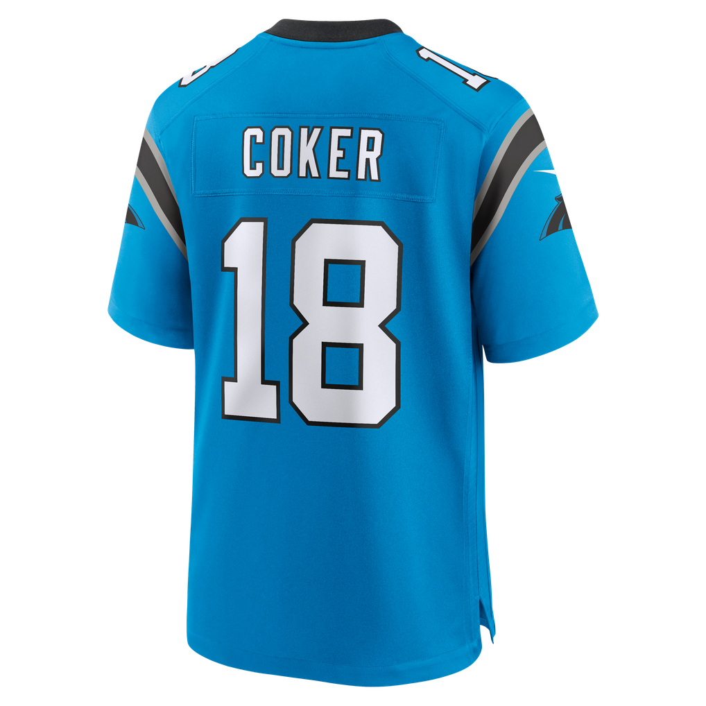 Men's Carolina Panthers Jalen Coker Nike Blue Alternate Game Jersey - Image 4