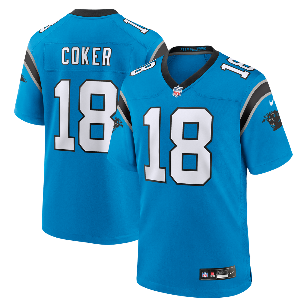 Men's Carolina Panthers Jalen Coker Nike Blue Alternate Game Jersey - Image 1