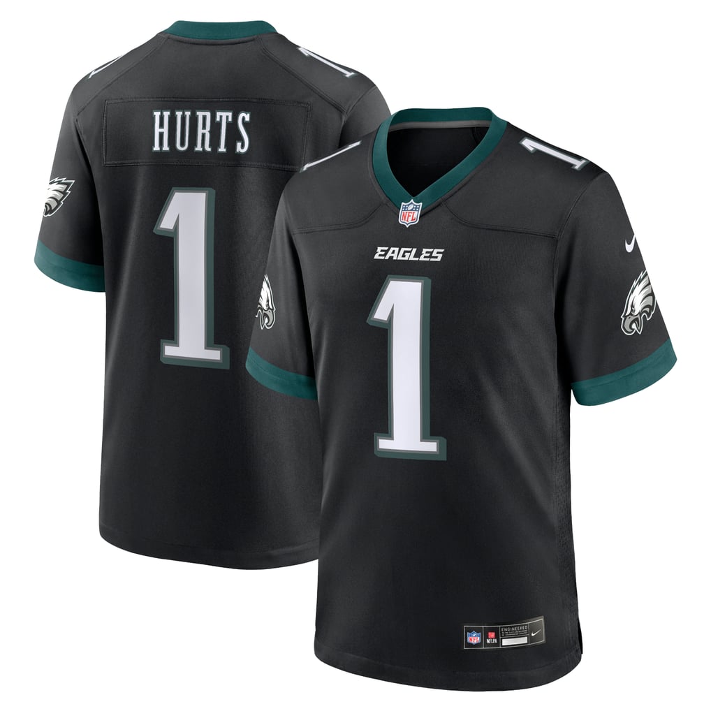 Men's Philadelphia Eagles Jalen Hurts Nike Black Alternate Game Jersey - Image 1