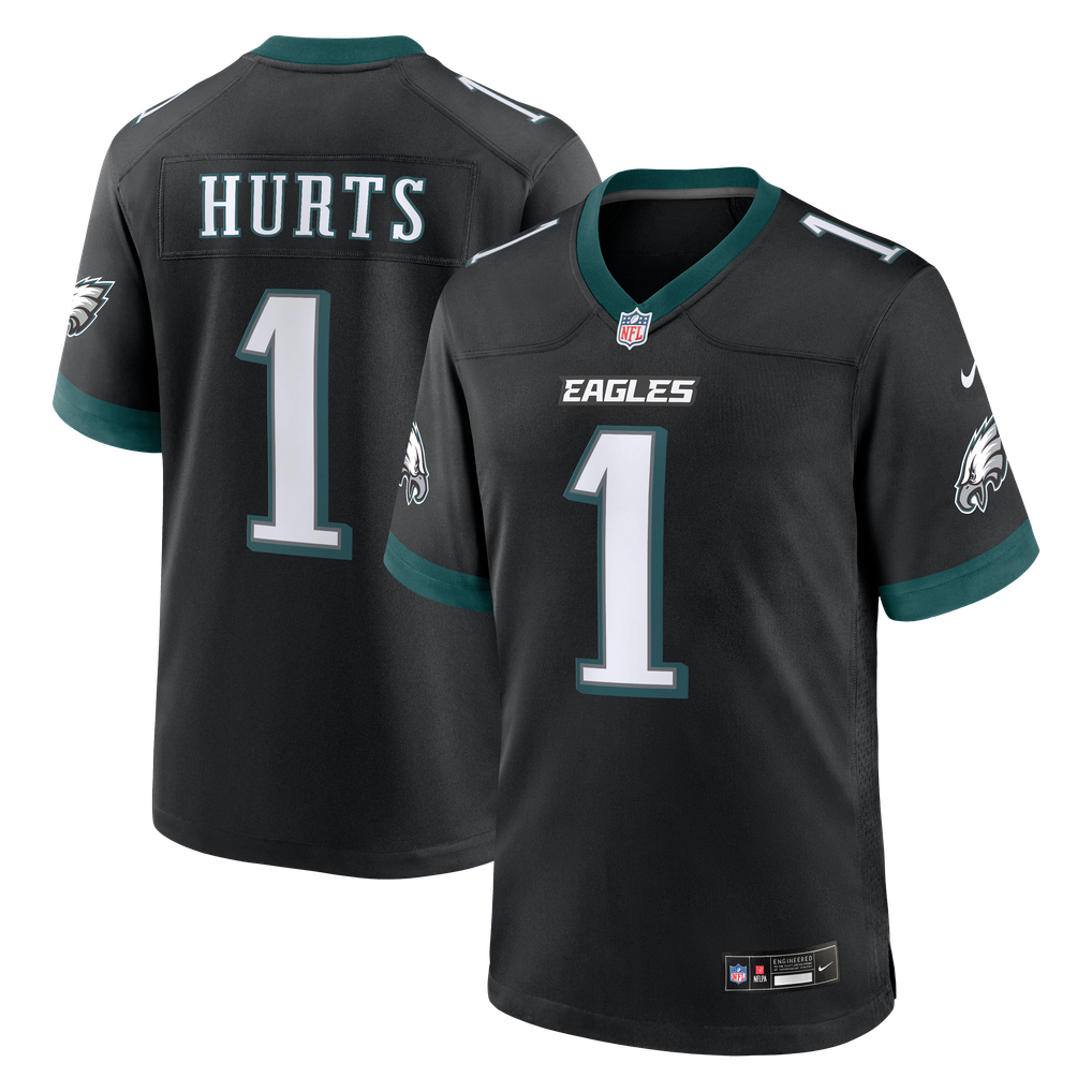 Men's Philadelphia Eagles Jalen Hurts Nike  Black Alternate Game Jersey - Image 2