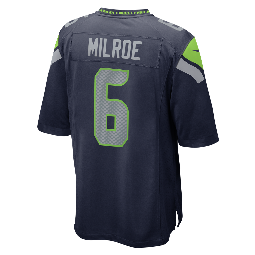 Men's Seattle Seahawks Jalen Milroe Nike College Navy Team Game Jersey - Image 4
