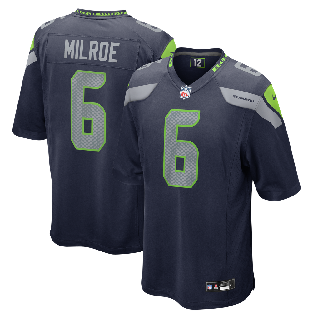 Men's Seattle Seahawks Jalen Milroe Nike College Navy Team Game Jersey - Image 1