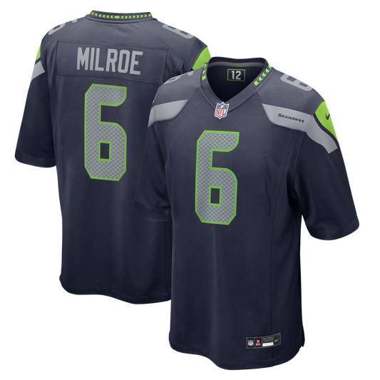 Men's Seattle Seahawks Jalen Milroe Nike College Navy Team Game Jersey - Image 1