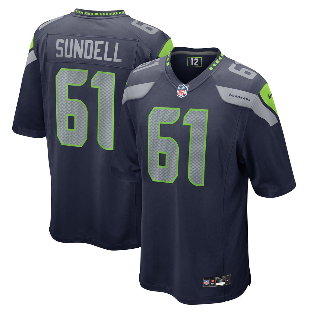 Men's Seattle Seahawks Jalen Sundell Nike  College Navy  Game Jersey - Image 1