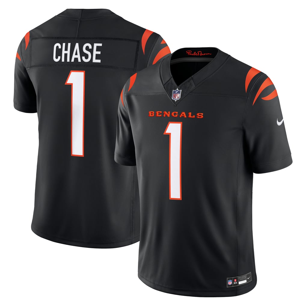 Men's Cincinnati Bengals Ja'Marr Chase Nike Black Team Vapor F.U.S.E. Stitched Limited Jersey - Image 1