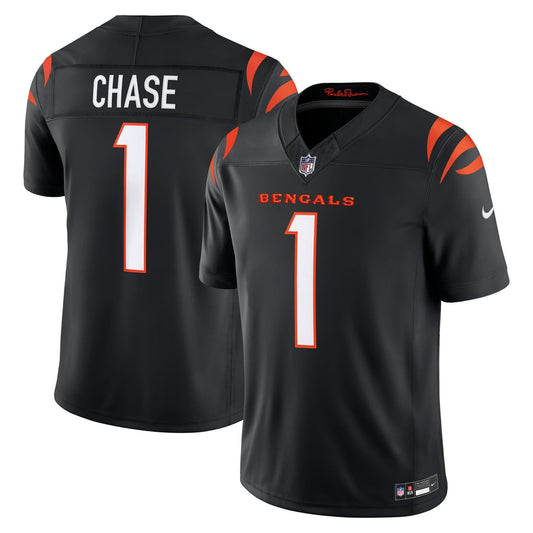 Men's Cincinnati Bengals Ja'Marr Chase Nike Black Team Vapor F.U.S.E. Stitched Limited Jersey - Image 1