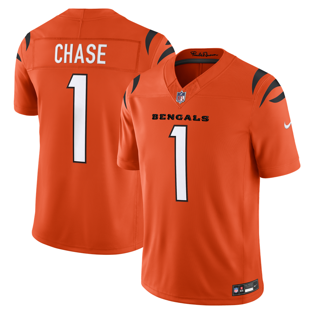 Men's Cincinnati Bengals Ja'Marr Chase Nike Orange Alternate Vapor F.U.S.E. Stitched Limited Jersey - Image 1