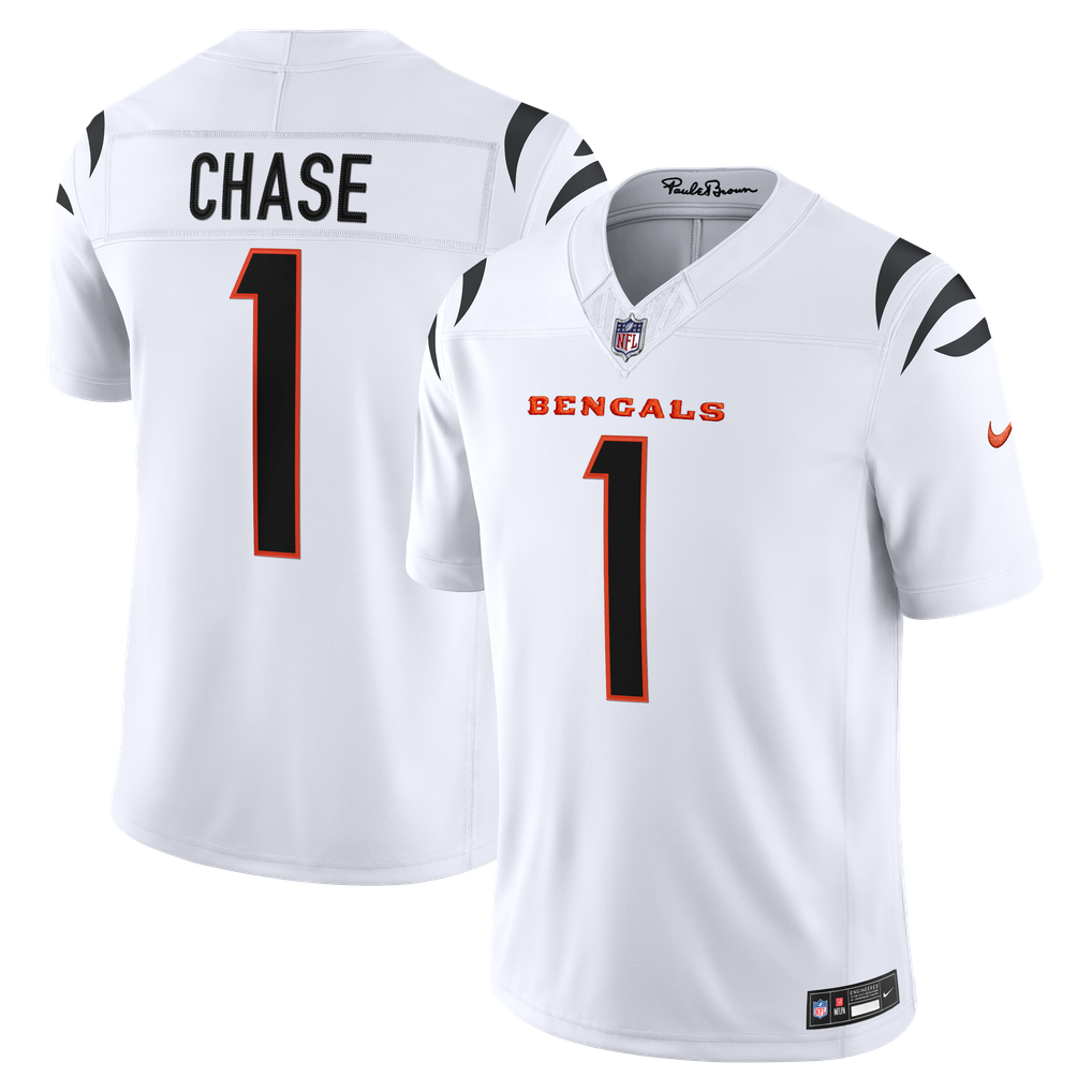 Men's Cincinnati Bengals Ja'Marr Chase Nike White Vapor F.U.S.E. Stitched Limited Jersey - Image 1