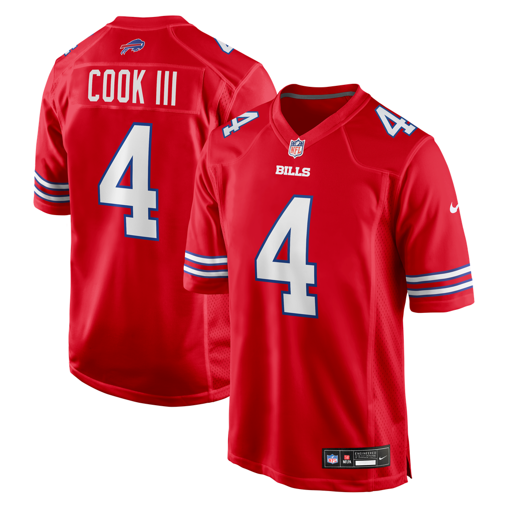 Men's Buffalo Bills James Cook III Nike Red Alternate Game Jersey - Image 2