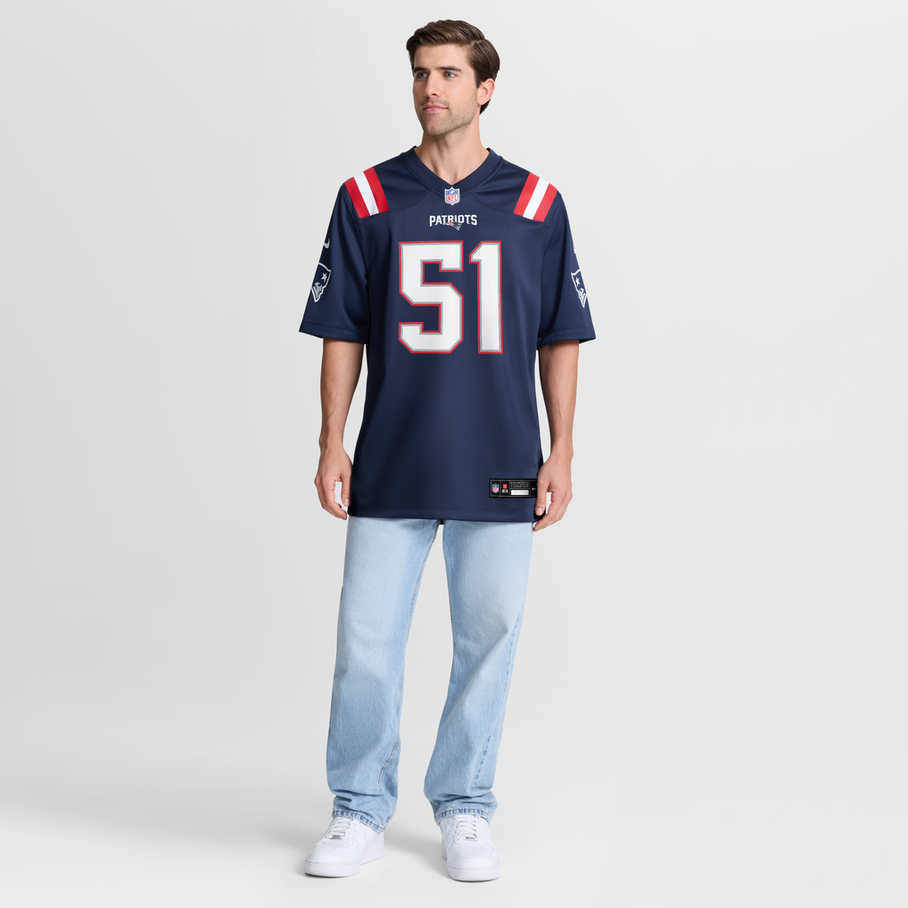 Men's New England Patriots James Hudson Nike Navy Team Game Jersey - Image 3