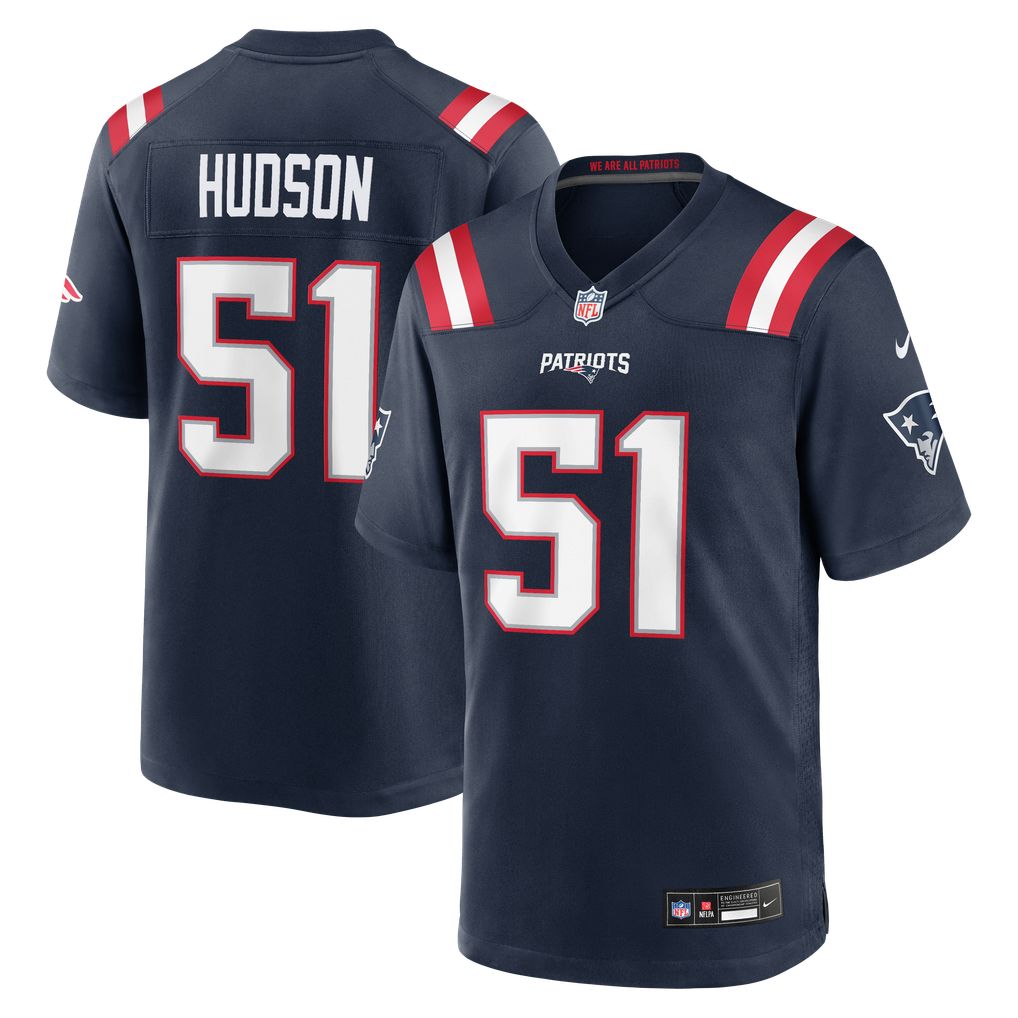 Men's New England Patriots James Hudson Nike Navy Team Game Jersey - Image 1