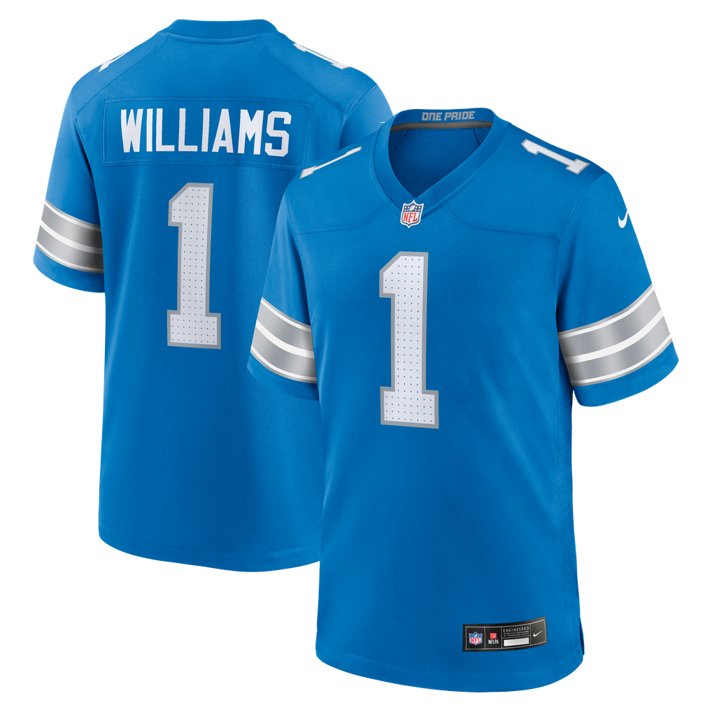 Men's Detroit Lions Jameson Williams Nike Blue Game Player Jersey - Image 1
