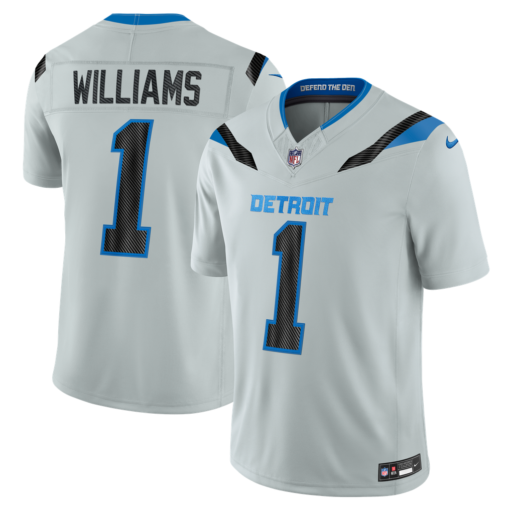 Men's Detroit Lions Jameson Williams Nike Silver 2026 Rivalries Collection Stitched Limited Jersey - Image 1