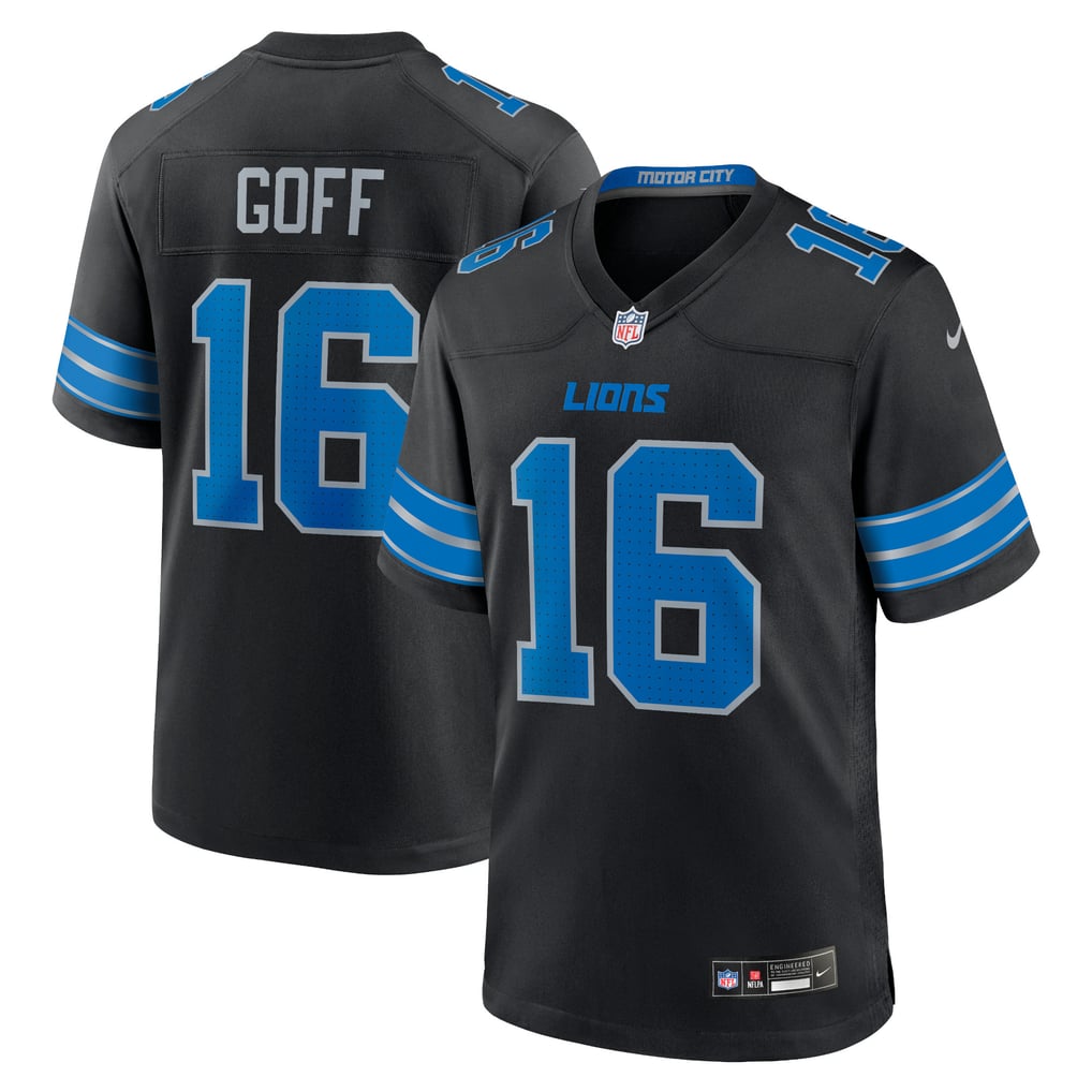 Men's Detroit Lions Jared Goff Nike Black 2nd Alternate Game Jersey - Image 2