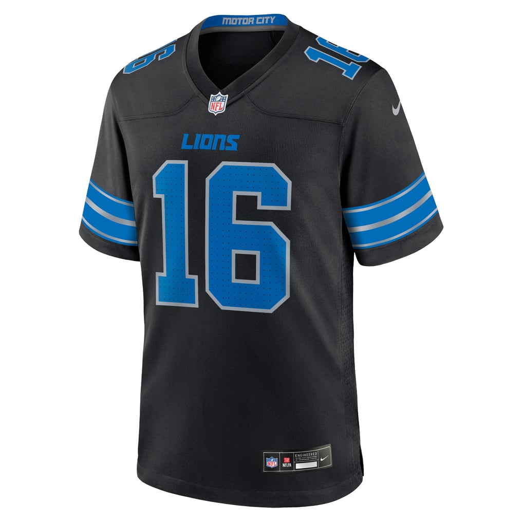 Men's Detroit Lions Jared Goff Nike Black 2nd Alternate Game Jersey - Image 3