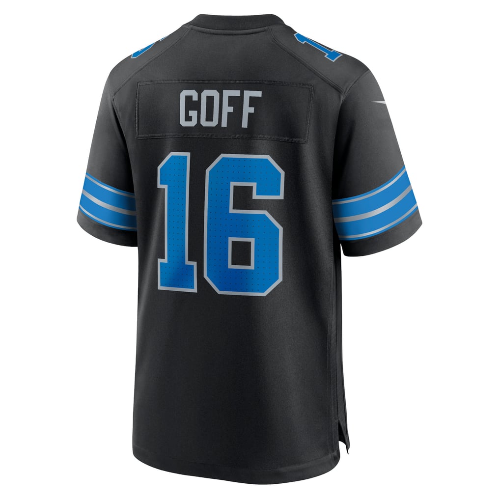 Men's Detroit Lions Jared Goff Nike Black 2nd Alternate Game Jersey - Image 4