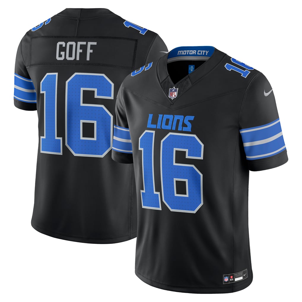 Men's Detroit Lions Jared Goff Nike Black Alternate Vapor F.U.S.E. Stitched Limited Jersey - Image 1