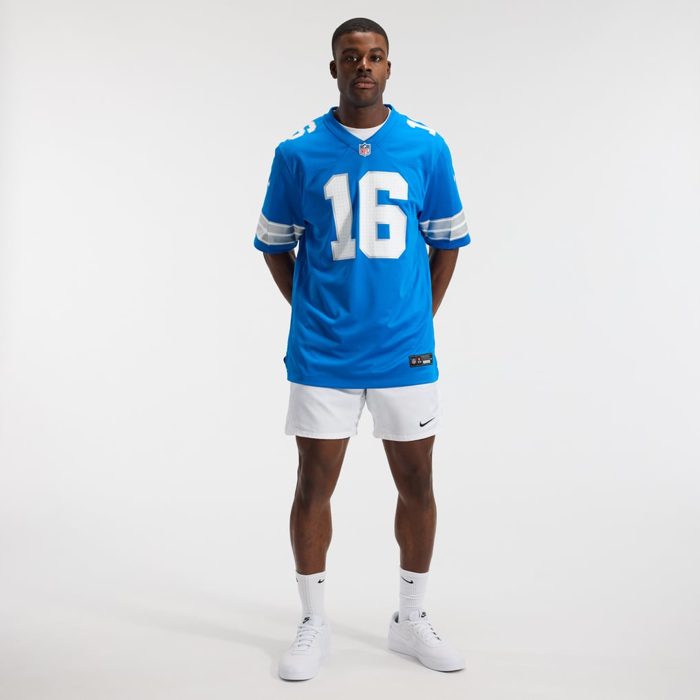 Men's Detroit Lions Jared Goff Nike Blue Game Jersey - Image 5