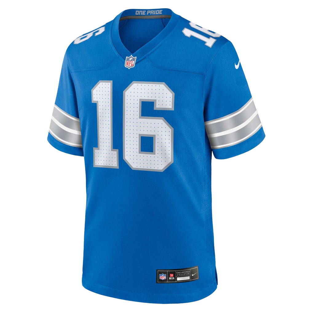 Men's Detroit Lions Jared Goff Nike Blue Game Jersey - Image 7