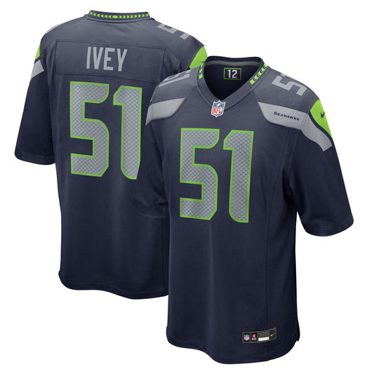 Men's Seattle Seahawks Jared Ivey Nike  College Navy Team Game Jersey - Image 1