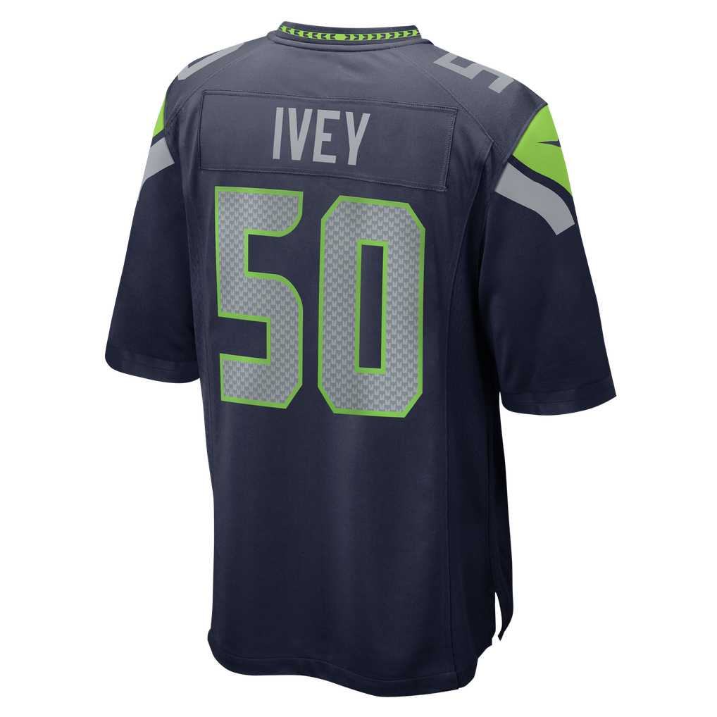 Men's Seattle Seahawks Jared Ivey Nike College Navy Team Game Jersey - Image 4