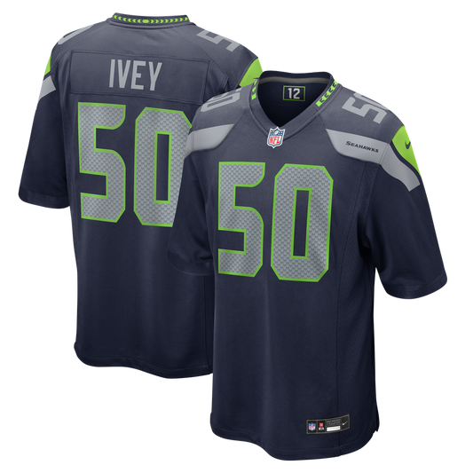 Men's Seattle Seahawks Jared Ivey Nike College Navy Team Game Jersey - Image 1