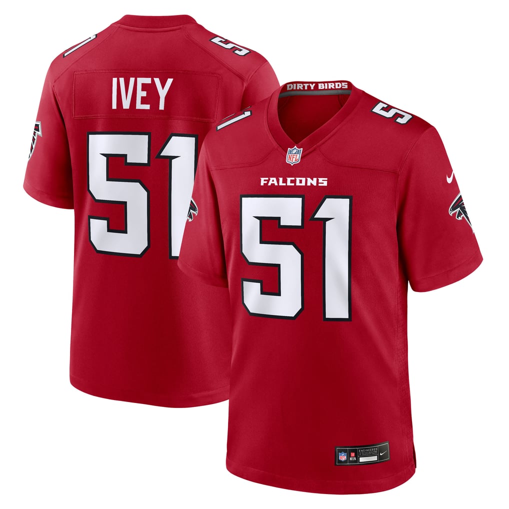 Men's Atlanta Falcons Jared Ivey Nike Red Team Game Jersey