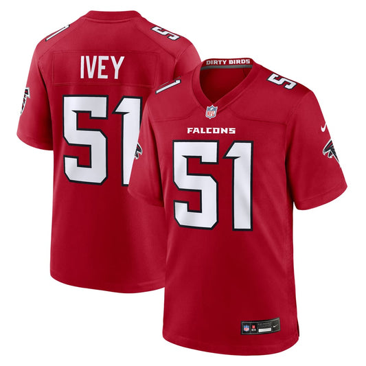 Men's Atlanta Falcons Jared Ivey Nike Red Team Game Jersey