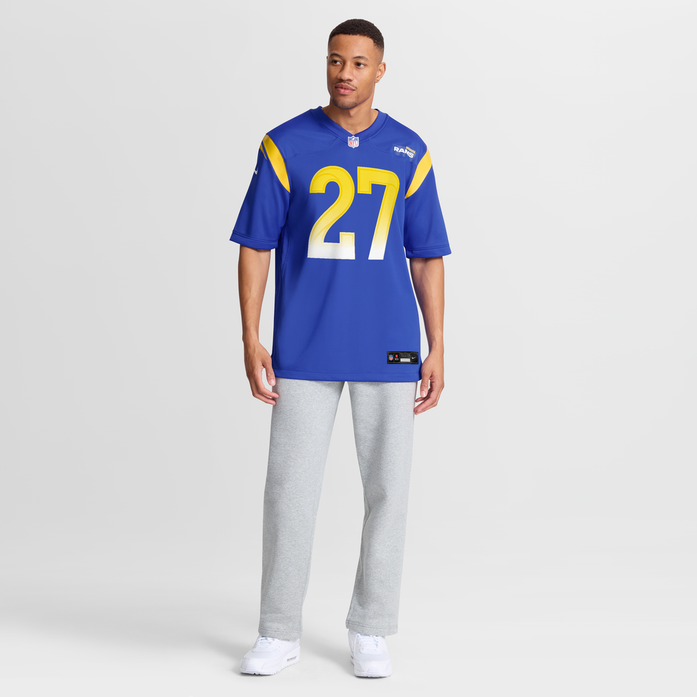 Men's Los Angeles Rams Jarquez Hunter Nike  Royal Team Game Jersey - Image 8