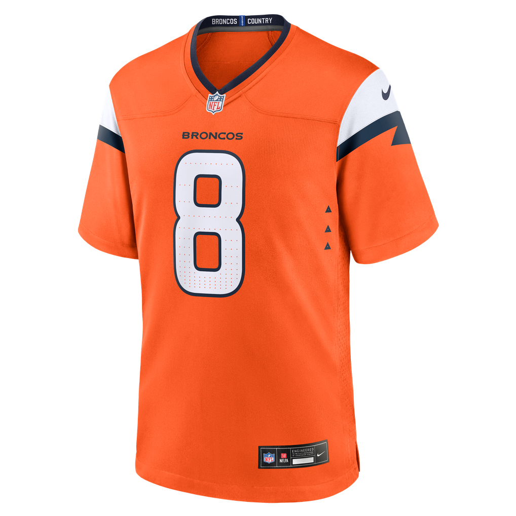 Men's Denver Broncos Jarrett Stidham Nike  Orange Team Game Jersey - Image 3