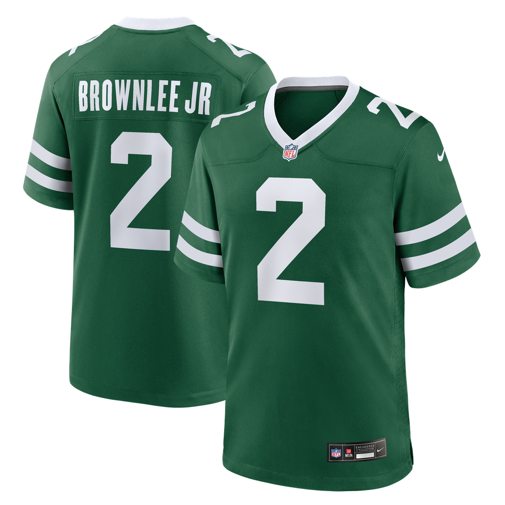 Men's New York Jets Jarvis Brownlee Jr. Nike Legacy Green Team Game Jersey - Image 1