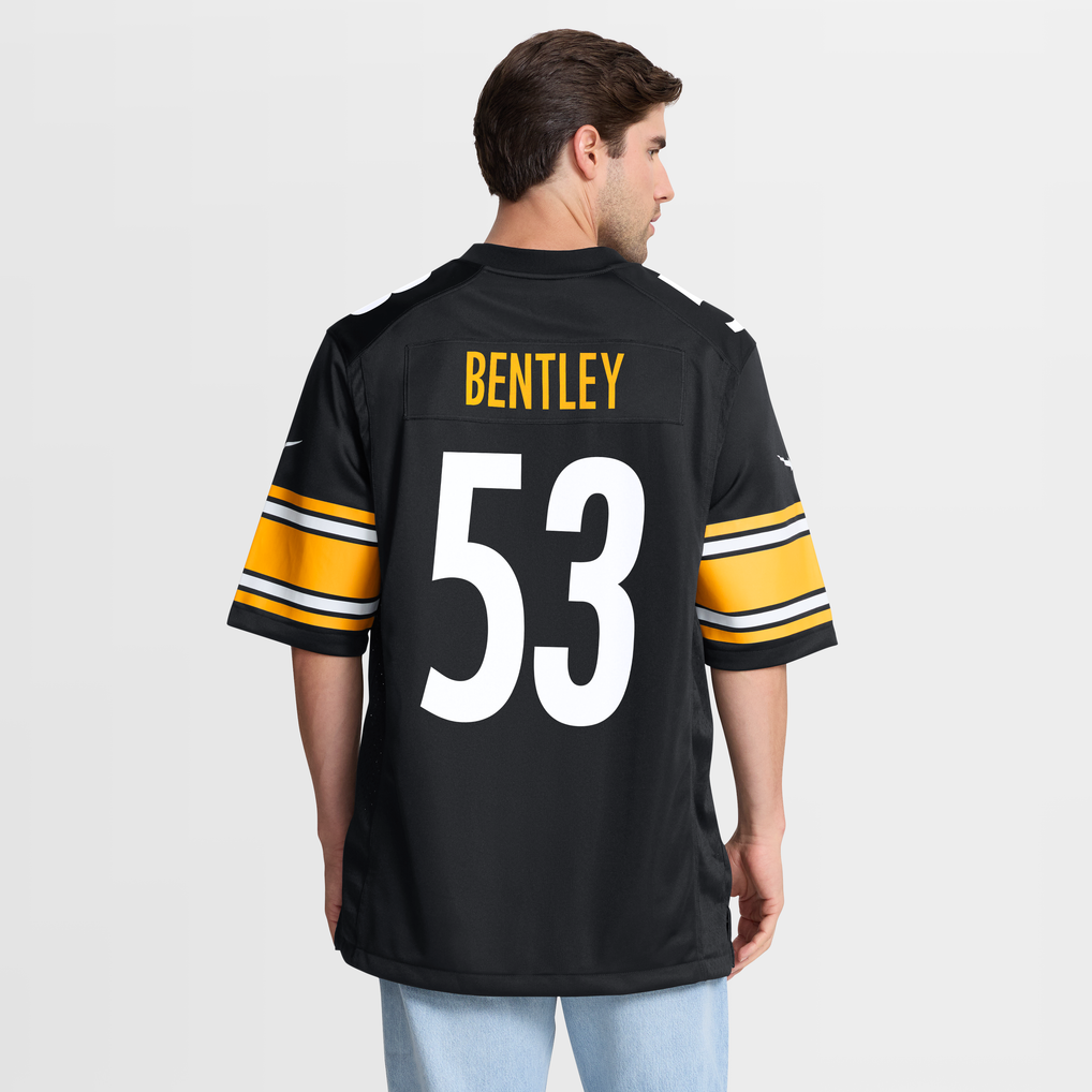 Men's Pittsburgh Steelers JaWhaun Bentley Nike  Black Team Game Jersey - Image 6