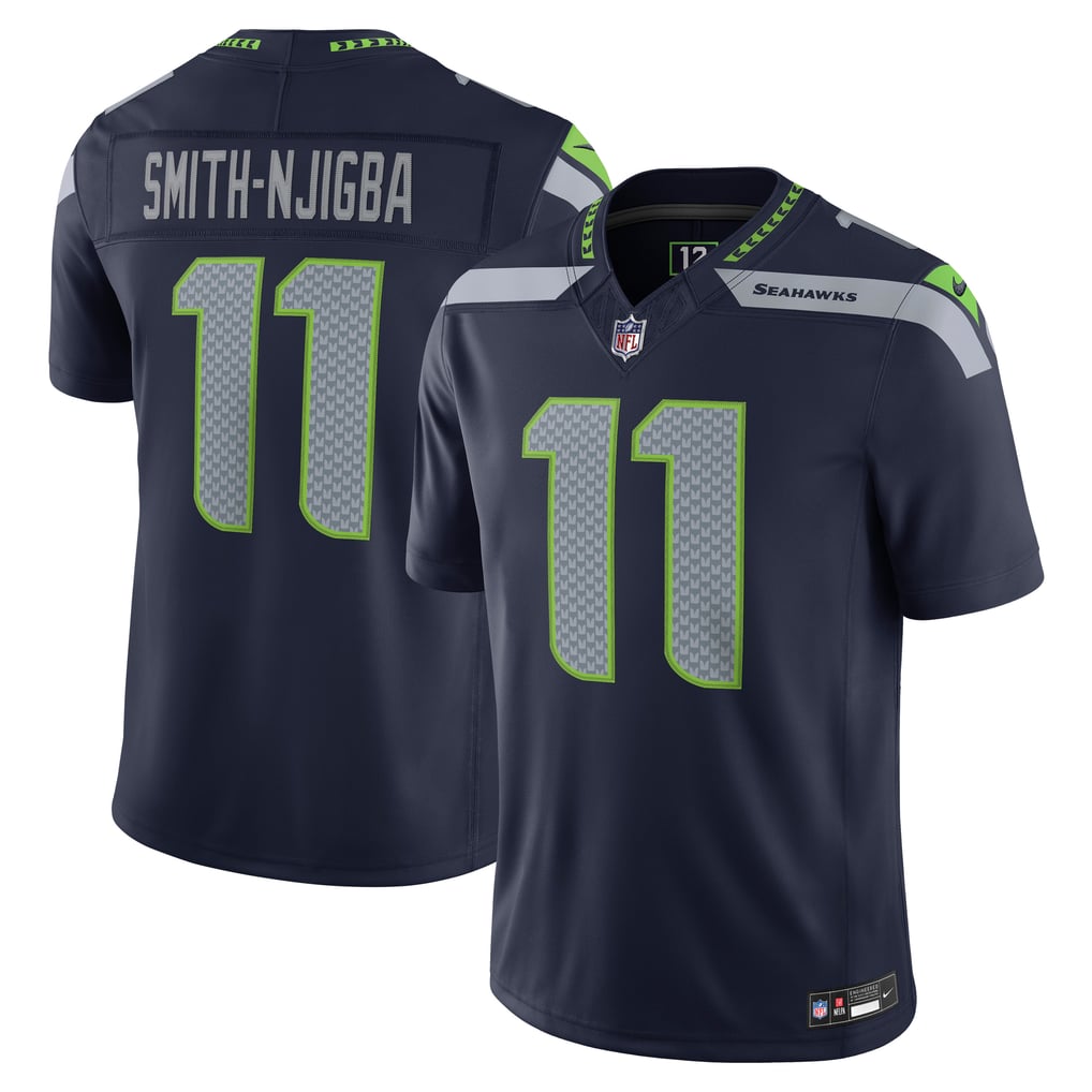 Men's Seattle Seahawks Jaxon Smith-Njigba Nike College Navy Team Vapor F.U.S.E. Stitched Limited Jersey - Image 2