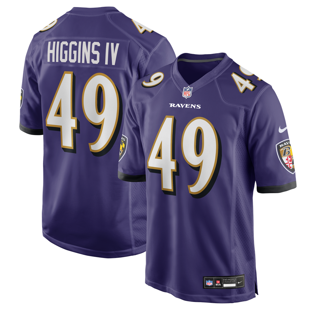 Men's Baltimore Ravens Jay Higgins IV Nike Purple Team Game Jersey