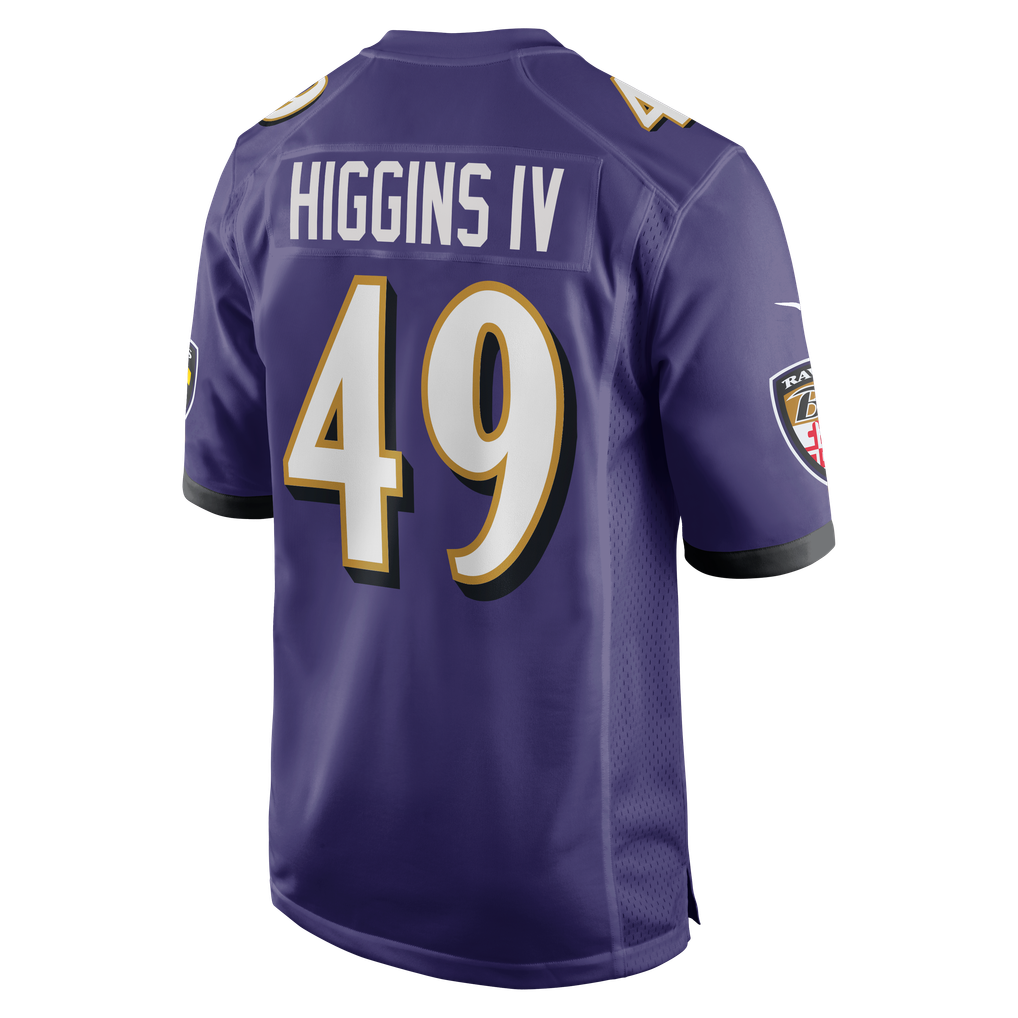 Men's Baltimore Ravens Jay Higgins IV Nike Purple Team Game Jersey
