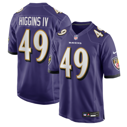 Men's Baltimore Ravens Jay Higgins IV Nike Purple Team Game Jersey