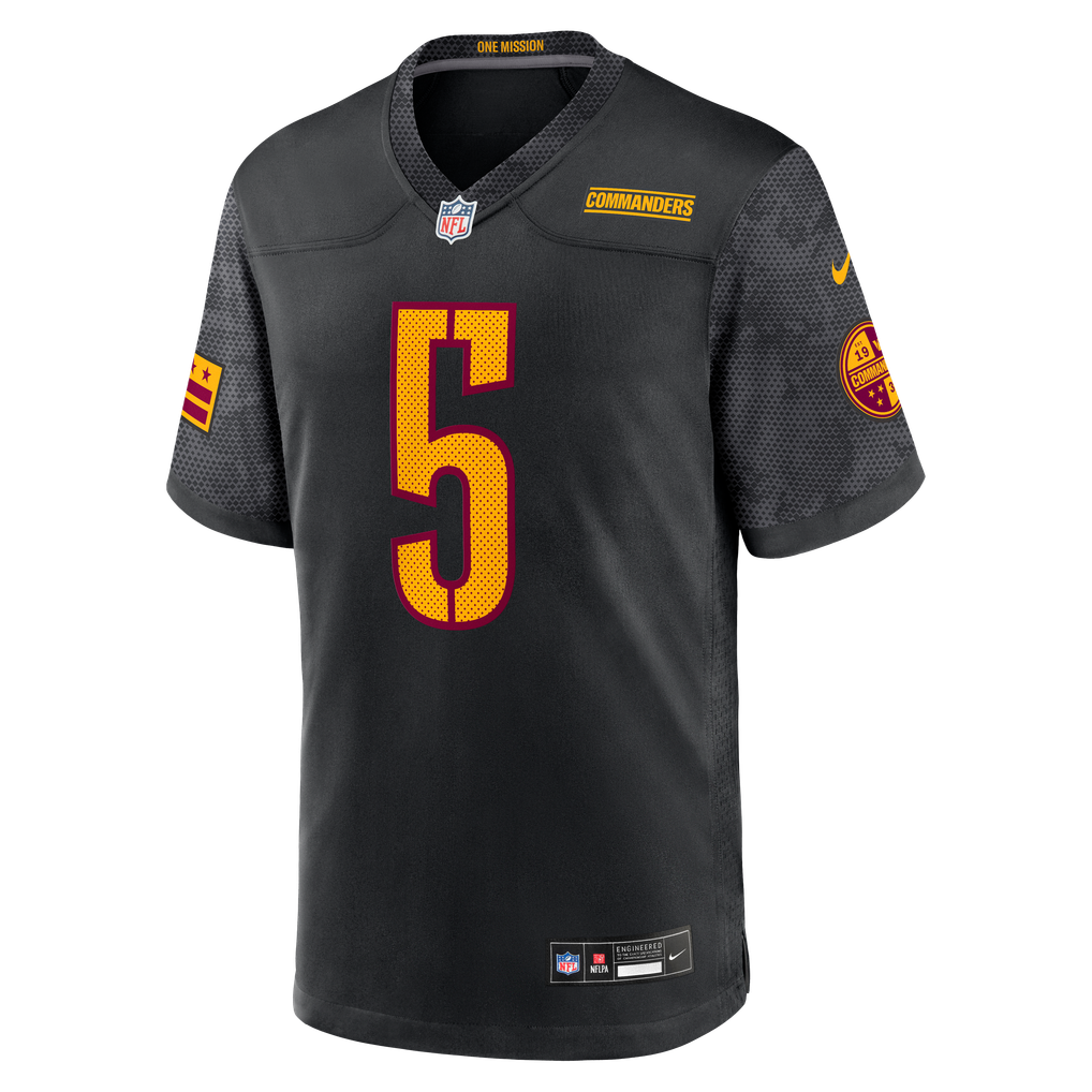 Men's Washington Commanders Jayden Daniels Nike Black Alternate Game Player Jersey - Image 3