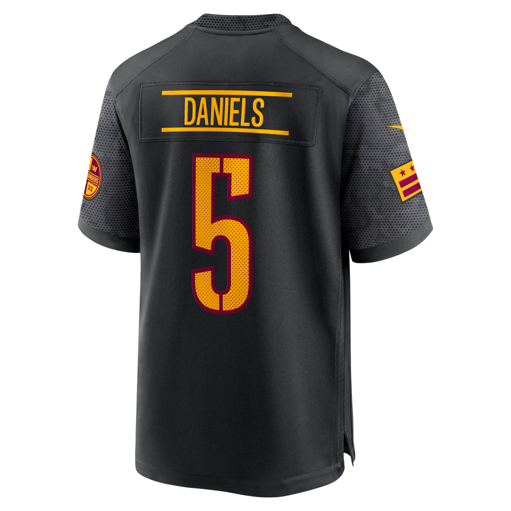 Men's Washington Commanders Jayden Daniels Nike Black Alternate Game Player Jersey - Image 4