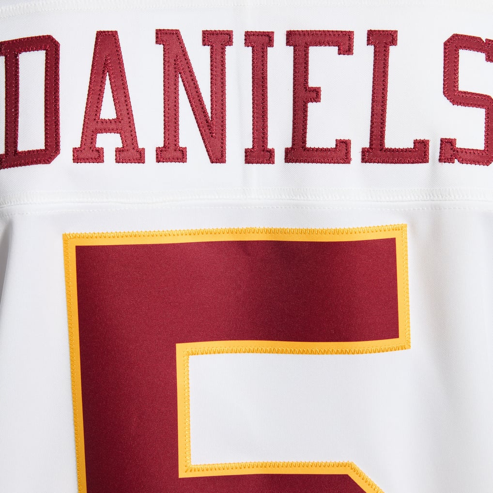 Men's Washington Commanders Jayden Daniels Nike White Vapor F.U.S.E. Stitched Limited Jersey - Image 13