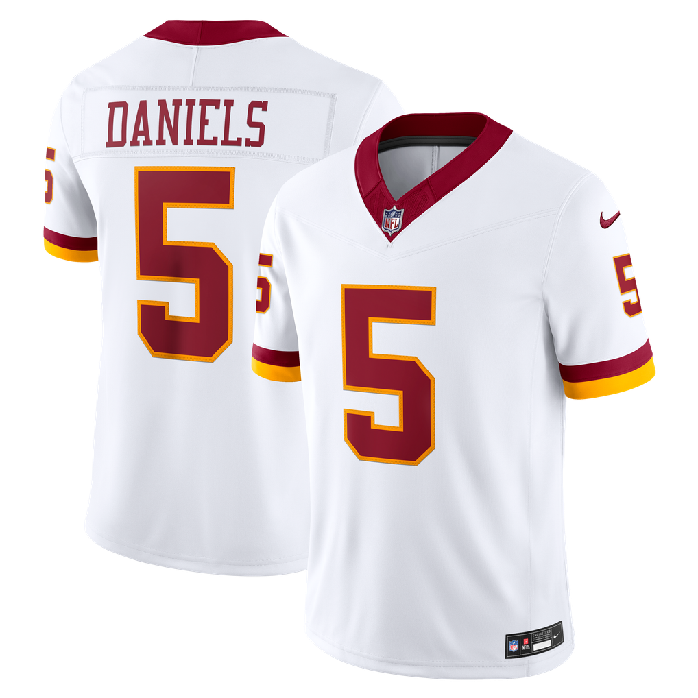Men's Washington Commanders Jayden Daniels Nike White Vapor F.U.S.E. Stitched Limited Jersey - Image 2