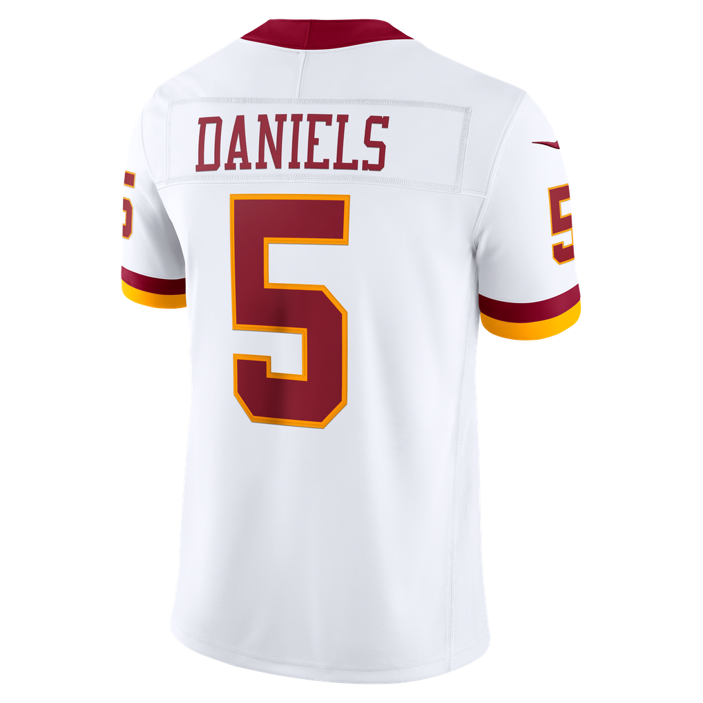 Men's Washington Commanders Jayden Daniels Nike White Vapor F.U.S.E. Stitched Limited Jersey - Image 8