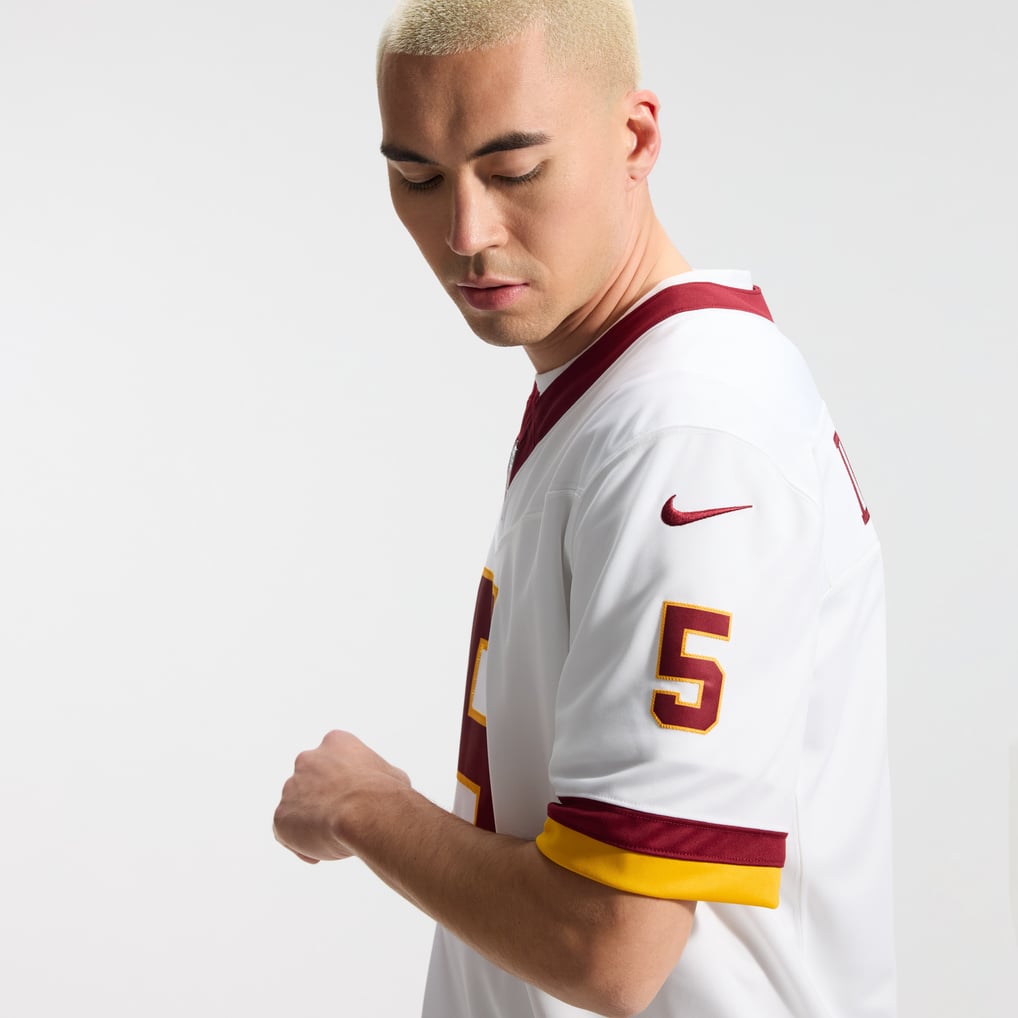 Men's Washington Commanders Jayden Daniels Nike White Vapor F.U.S.E. Stitched Limited Jersey - Image 9