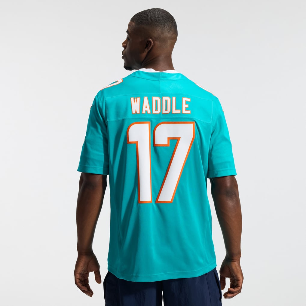 Men's Miami Dolphins Jaylen Waddle Nike Aqua Team Vapor F.U.S.E. Stitched Limited Jersey - Image 4