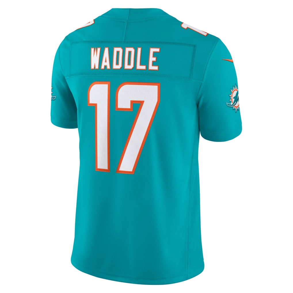 Men's Miami Dolphins Jaylen Waddle Nike Aqua Team Vapor F.U.S.E. Stitched Limited Jersey - Image 8