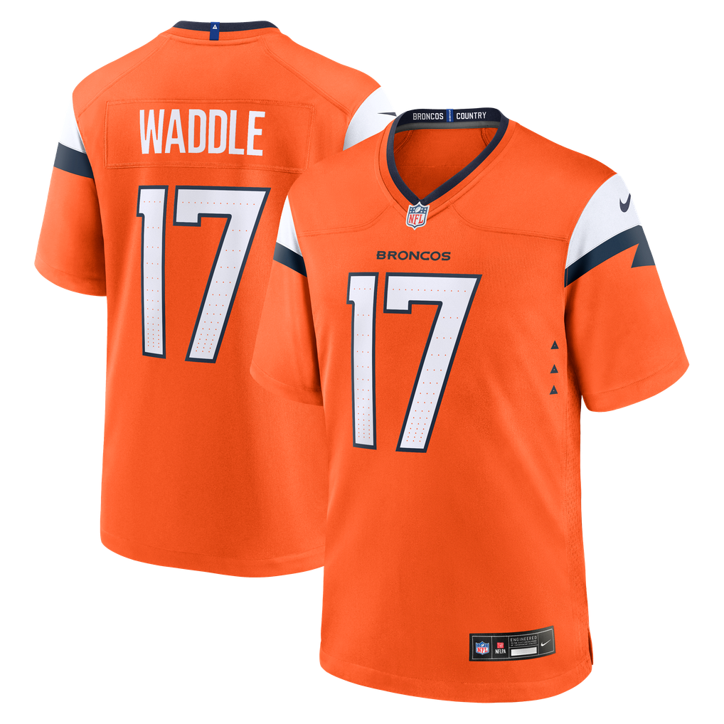 Men's Denver Broncos Jaylen Waddle Nike Orange Game Jersey - Image 2