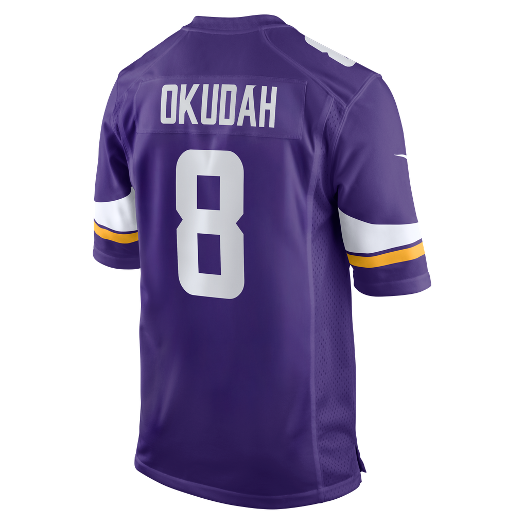 Men's Minnesota Vikings Jeff Okudah Nike  Purple Team Game Jersey - Image 4