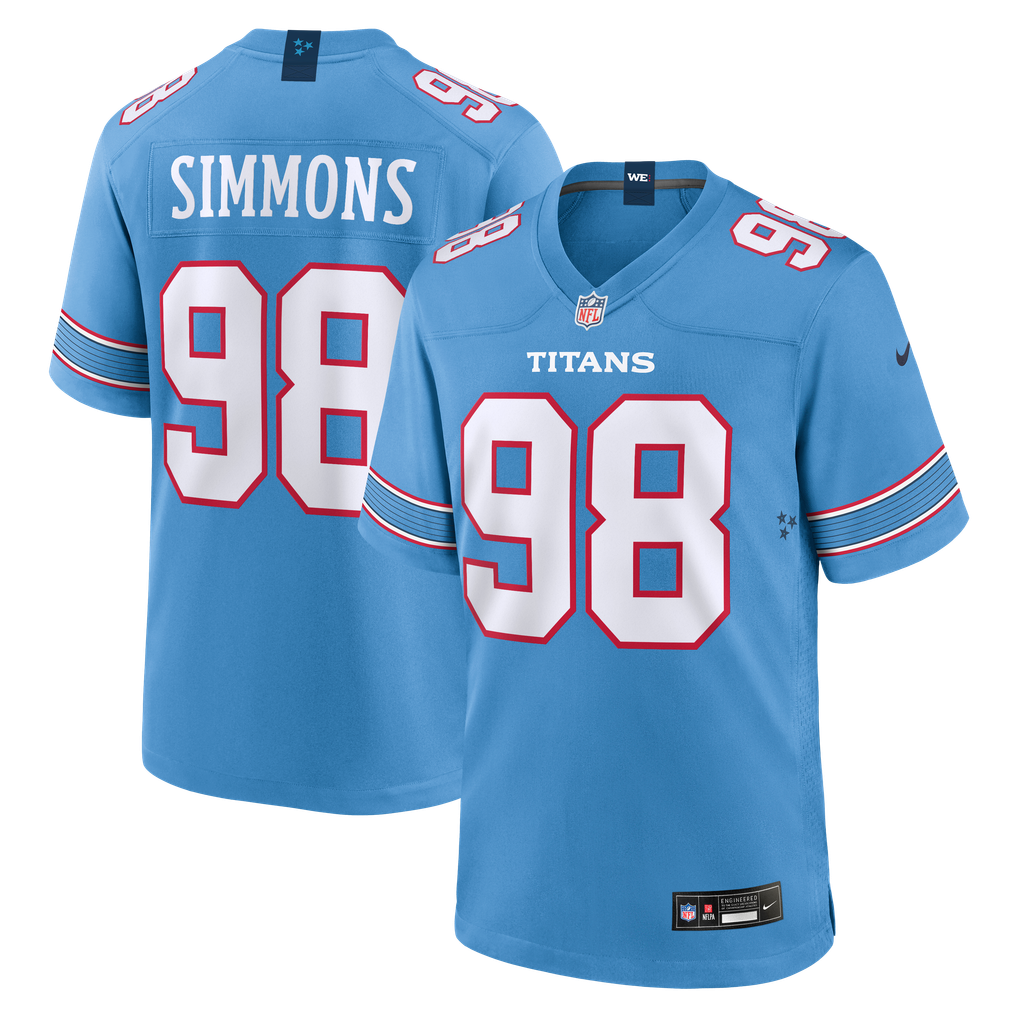 Men's Tennessee Titans Jeffery Simmons Nike Light Blue Game Jersey - Image 2