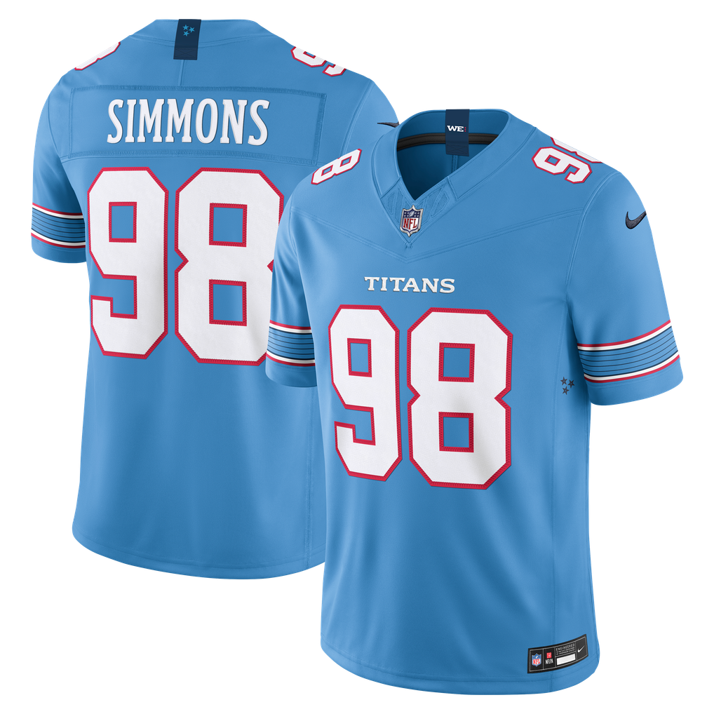 Men's Tennessee Titans Jeffery Simmons Nike Light Blue Team Vapor F.U.S.E. Stitched Limited Jersey - Image 2